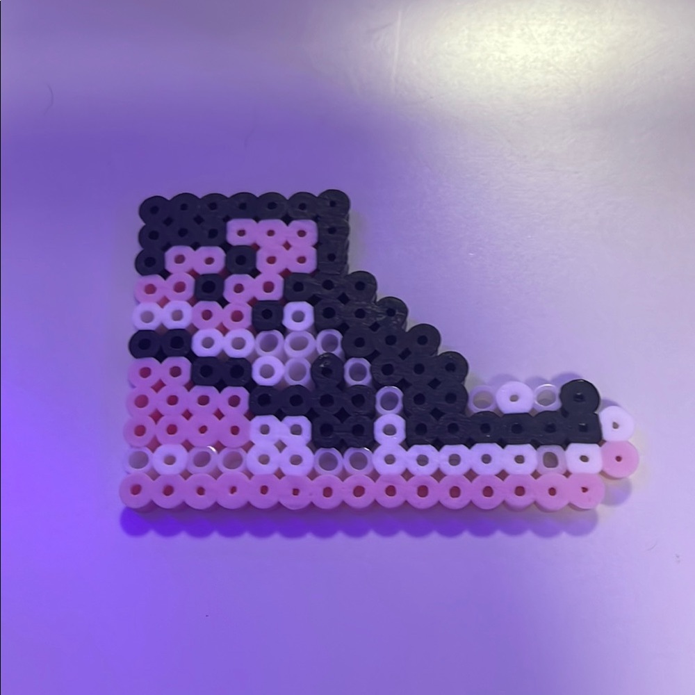 Pink and Black Beaded Sneaker Keychain